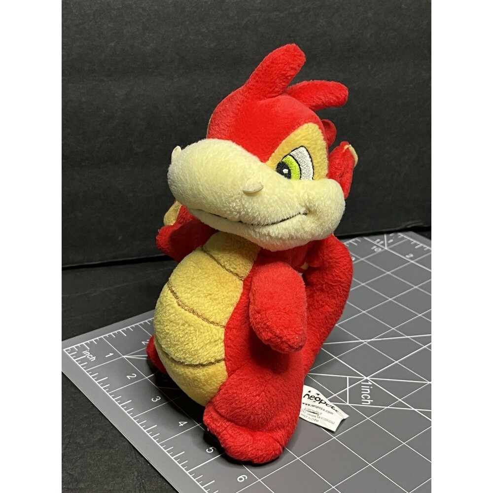 Neopets Red Scorchio 7” Plushie from 2002 Red Dragon Stuffie with Torn Tag